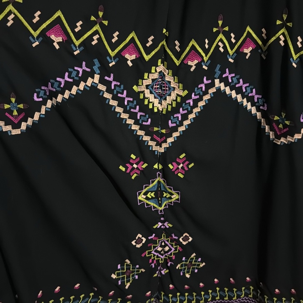 Anthropologie Embroidered Tie Strap Maxi Dress w/ Pockets Size: S - Picture 8 of 12